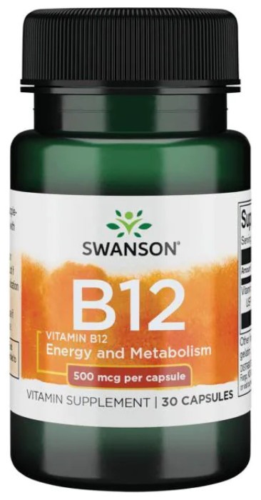 Vitamin B-12 500mcg - 30caps (Пошкоджена банка), укр, укр