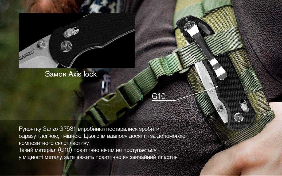 Ніж складаний Ganzo G7531-BK, укр, укр