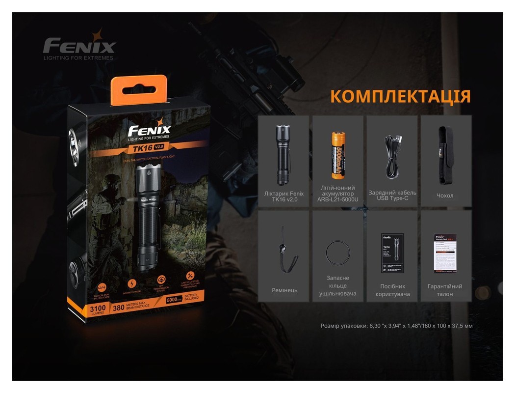Ліхтар ручний Fenix TK16 V2.0, укр, укр