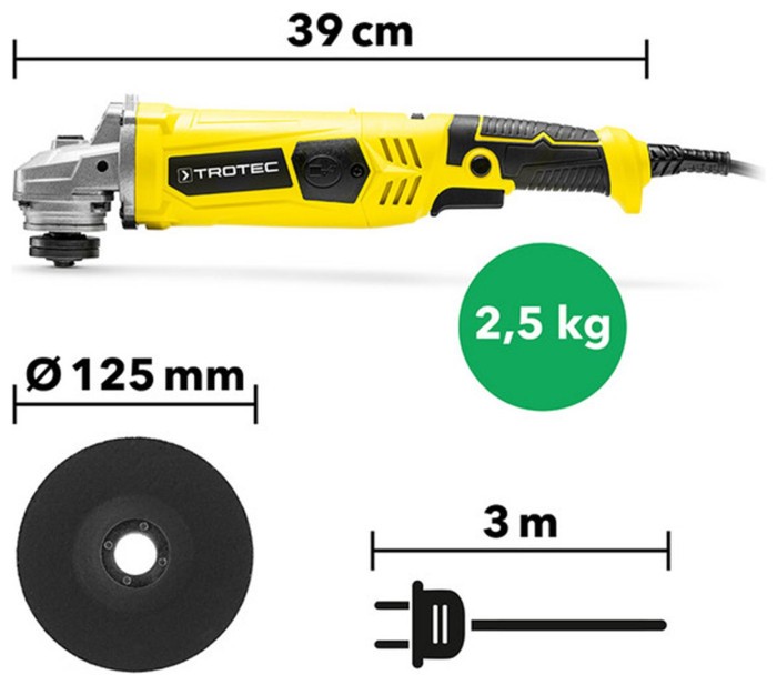 Кутова шліфмашина Trotec PAGS 11-125 + кейс (4440000006)