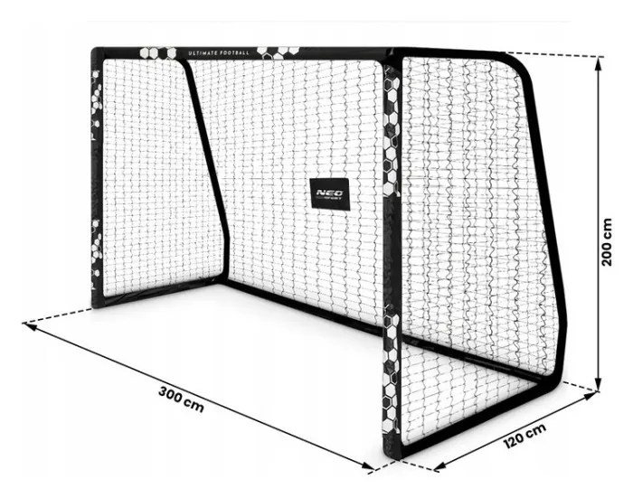 Ворота футбольні Neo‑Sport Hexagon NS‑472 300 х 200 х 120 см, чорні