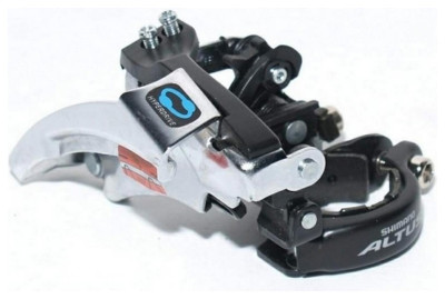 Перемикач перед. универсал. тяга нижн. хомут max-48T 34.9мм (адаптер 31.8мм)мм SHIMANO FD-M310 срiблястий з чорним