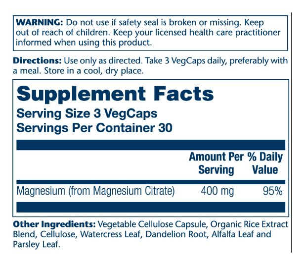 Magnesium Citrate 400mg - 90 vcaps