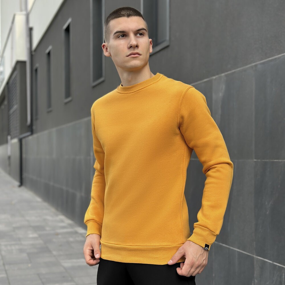 Свитшот мужской однотонный желтый Pobedov 007 ЗИМА