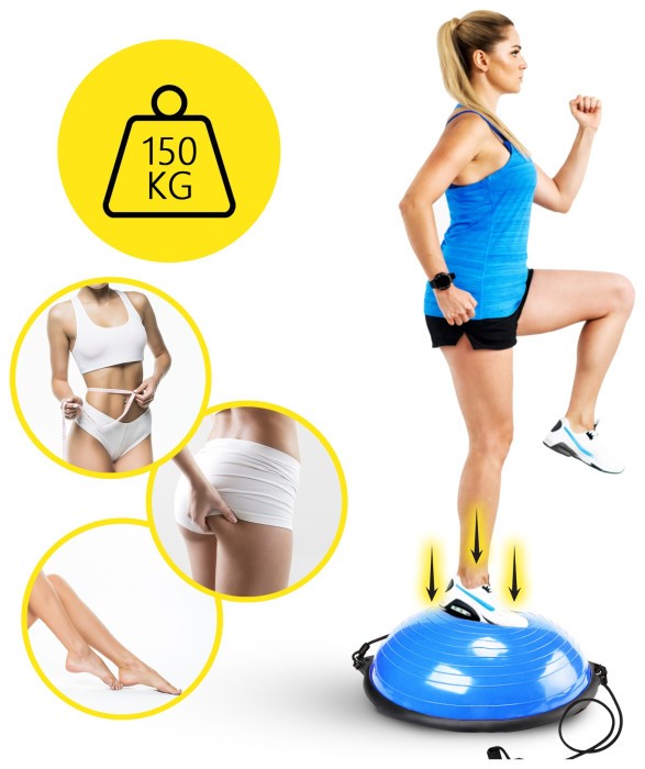 Балансировочная платформа (полусфера) Cornix Bosu Ball 58 см с эспандерами XR-0457 Blue