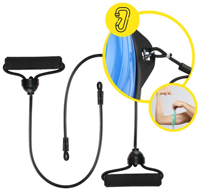 Балансировочная платформа (полусфера) Cornix Bosu Ball 58 см с эспандерами XR-0457 Blue