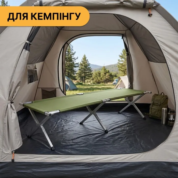 Армійська похідна розкладачка LEOBRO до 150 кг Зелена (LB-MC-B1-AGR)