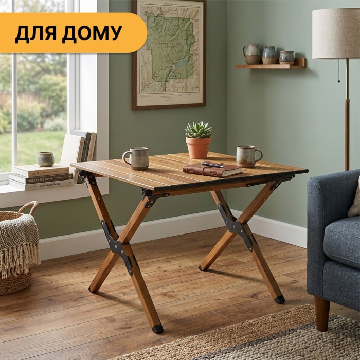 Розкладний туристичний стіл LEOBRO Camp Wood M (LB-1065)