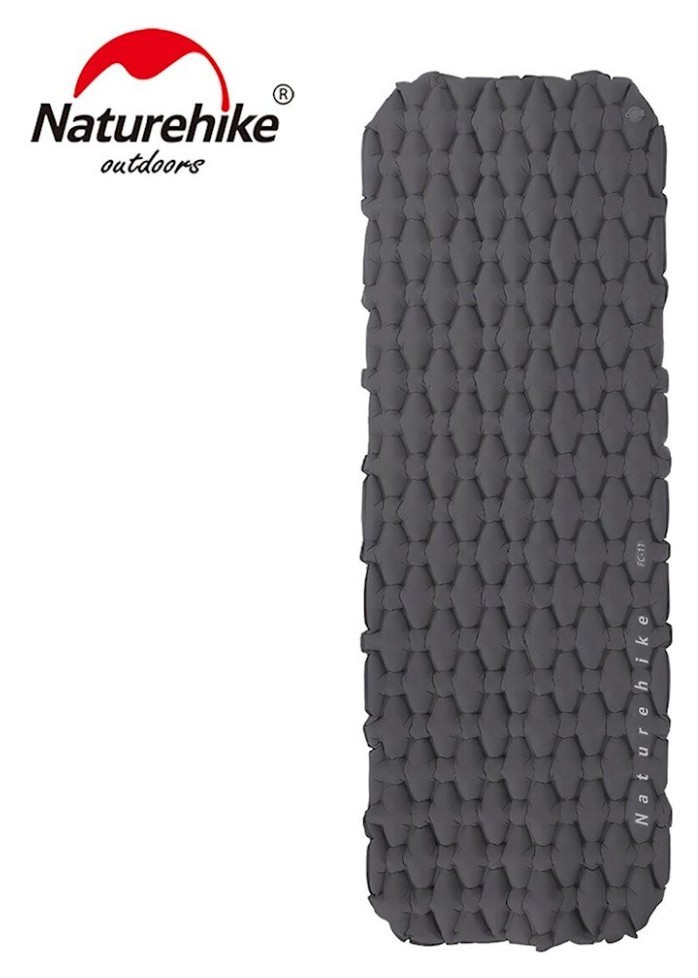 Матрас туристический одноместный надувной Naturehike FC-10 NH19Z001-P, 195х59х65 мм, графитовый для кемпинга.