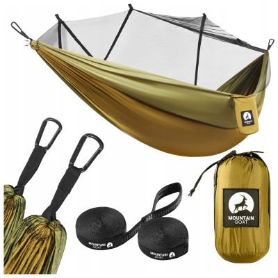 Гамак туристичний Mountain Goat 270 x 140 см з москітною сіткою, одномісний, підвісний Olive (P-5905973403153)