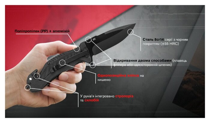 Ніж складаний Ganzo G628-GY сірий, укр, укр