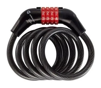 Замок для велосипеда тросовий Cycledesign ROLLER Red (LK0020) (Чорно-червоний)