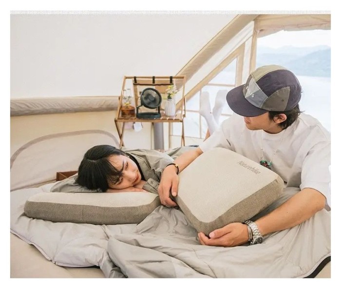 Подушка з пам'яттю прямокутна Naturehike NH22ZT002, бежева, укр, укр