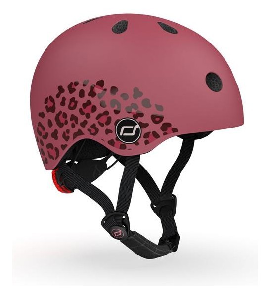 Шлем защитный детский Scoot and Ride, вишневый с фонариком 45-51см