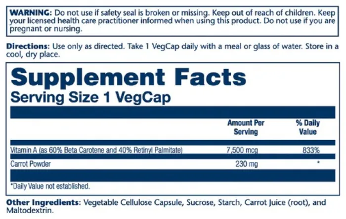 Vitamin A Dry Form 7600mcg - 60 caps