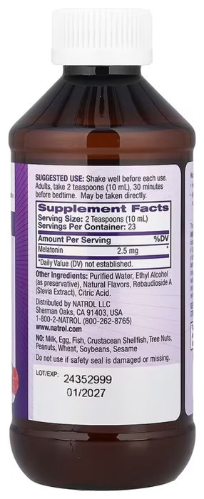 Melatonin Liquid 2.5mg - 237 ml