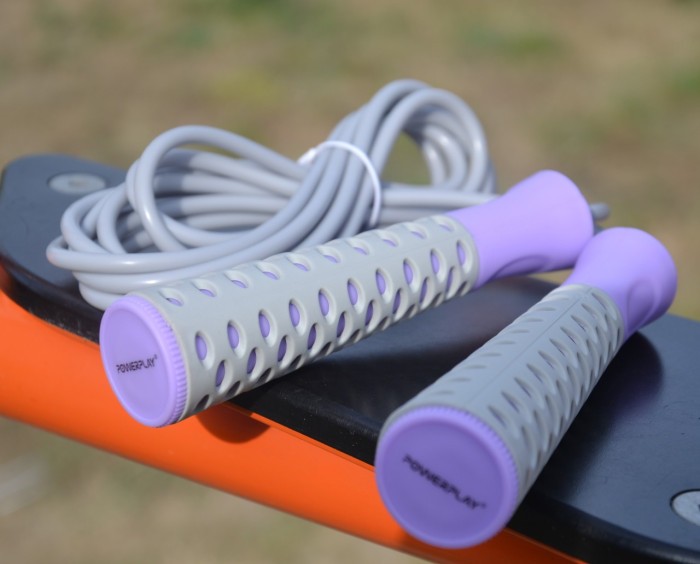Скакалка PowerPlay 4206 Jump Rope PRO+ Сіро-фіолетова (2,75m.)