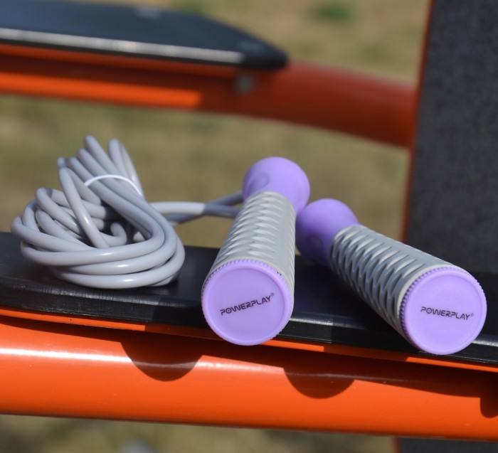 Скакалка PowerPlay 4206 Jump Rope PRO+ Сіро-фіолетова (2,75m.)