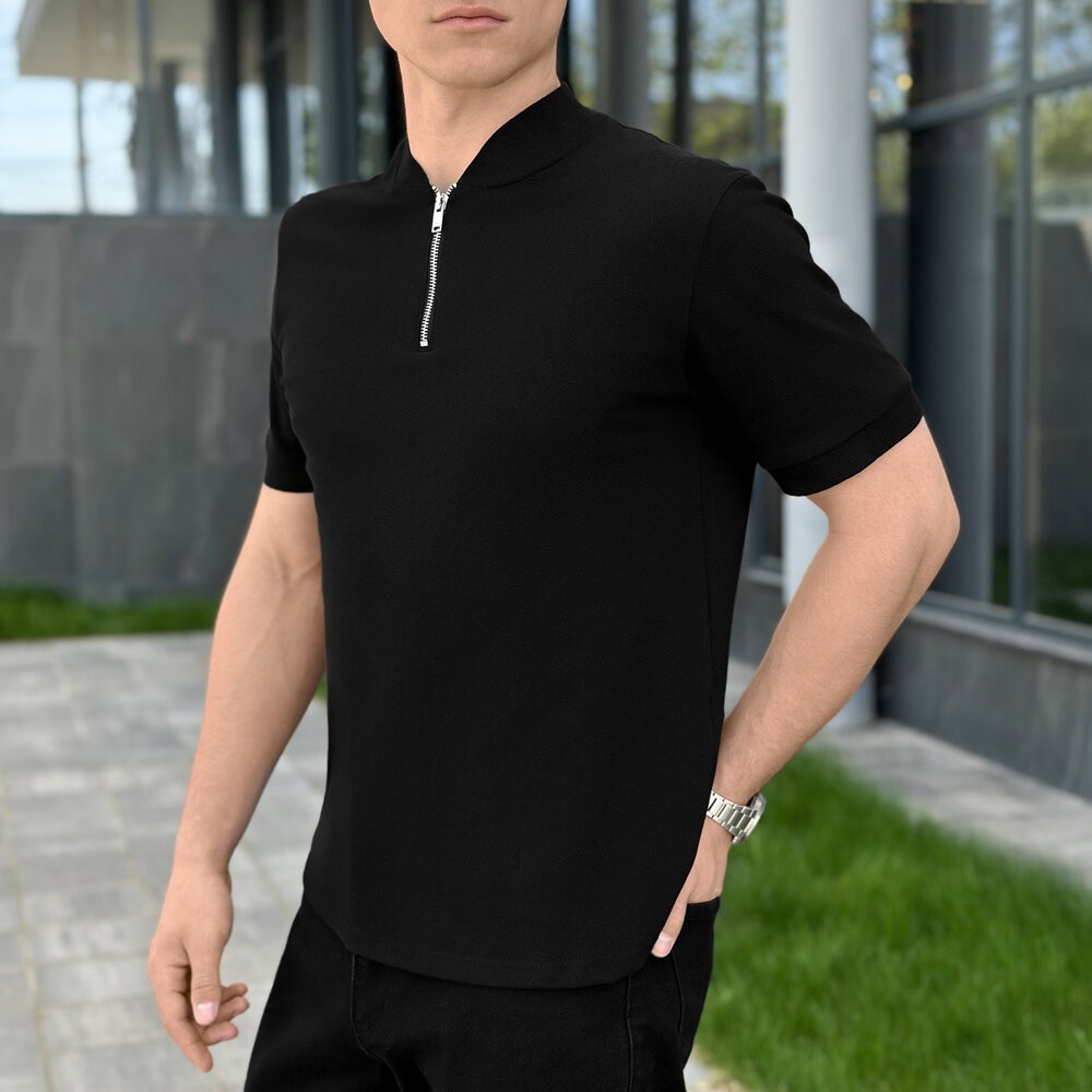 Мужская футболка поло черная Pobedov Nexus