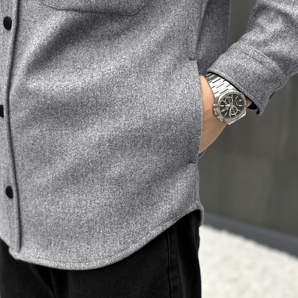 Тепла чоловіча сорочка Pobedov Mars. Сорочка-пальто осіння сіра, укр, укр