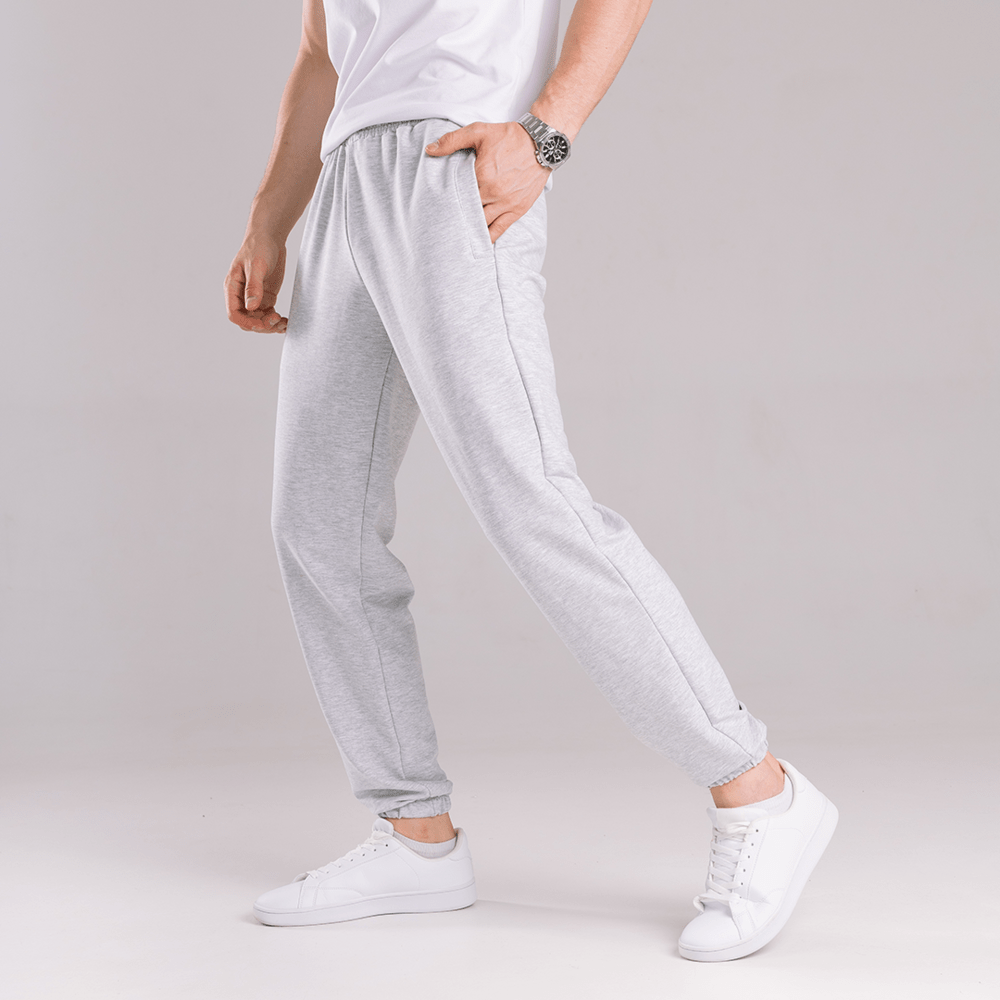 Мужские брюки джогеры с карманами серые меланжевые Pobedov 95