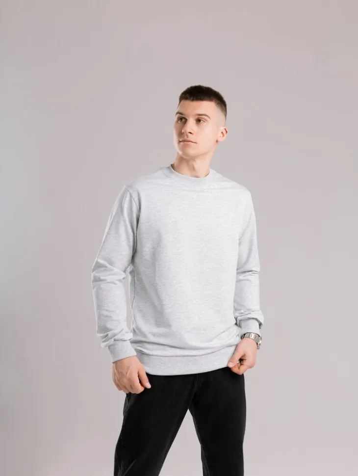 Світшот чоловічий однотонний сірий меланж Pobedov 001 (S)