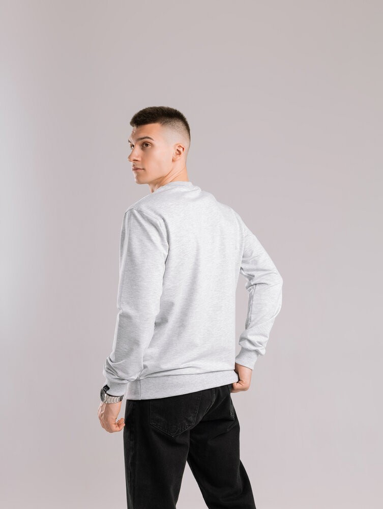 Свитшот мужской однотонный серый меланж Pobedov 001