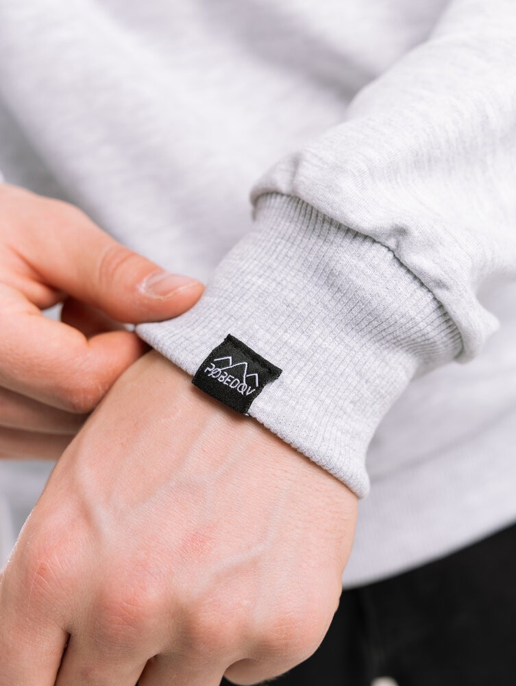 Свитшот мужской однотонный серый меланж Pobedov 001