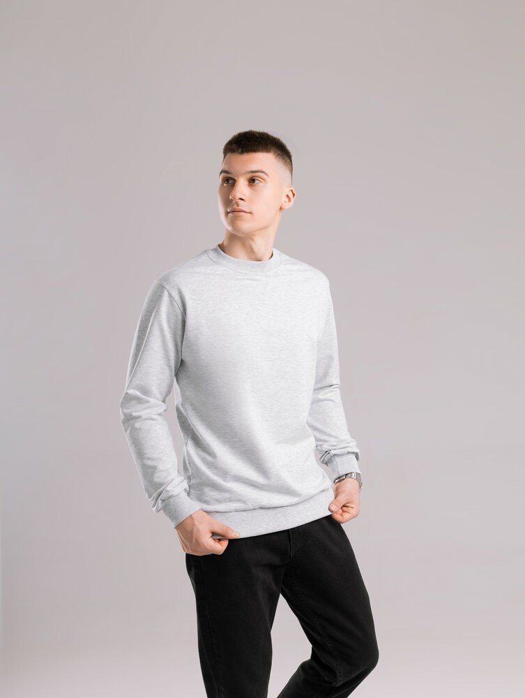 Свитшот мужской однотонный серый меланж Pobedov 001