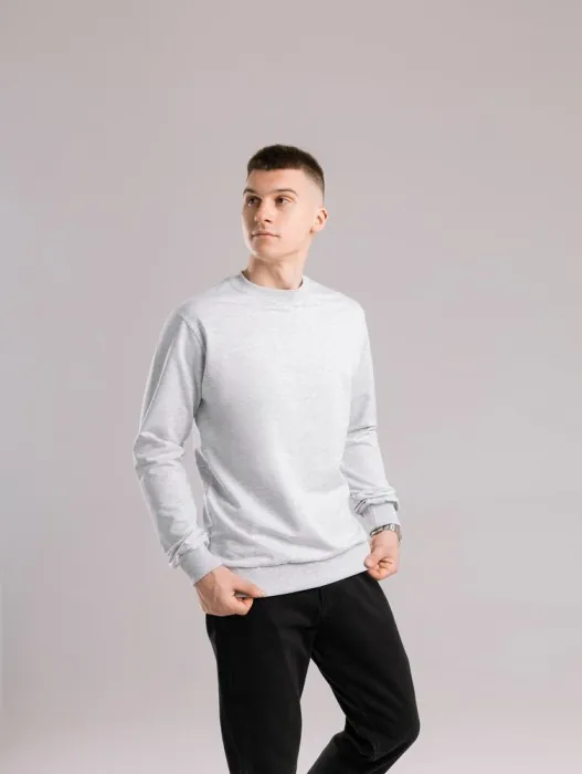 Свитшот мужской однотонный серый меланж Pobedov 001