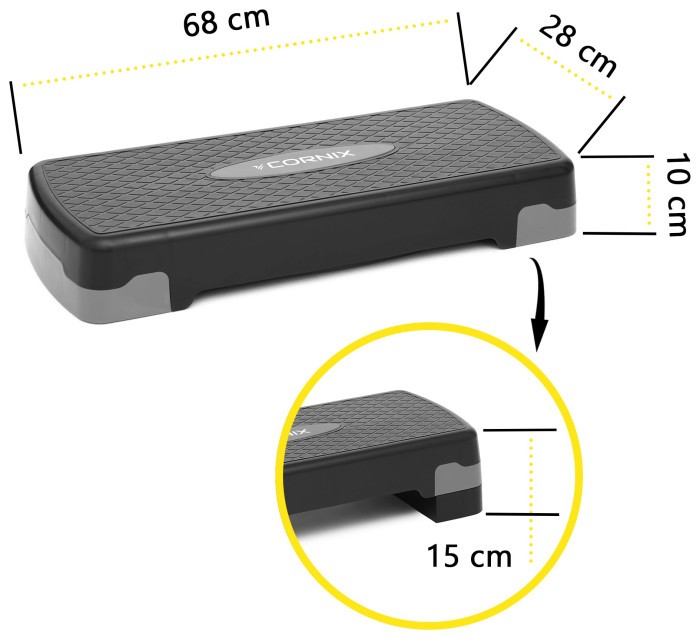 Степь-платформа 2-ступенчатая Cornix 68 х 28 х 10-15 см XR-0189 Black/Grey