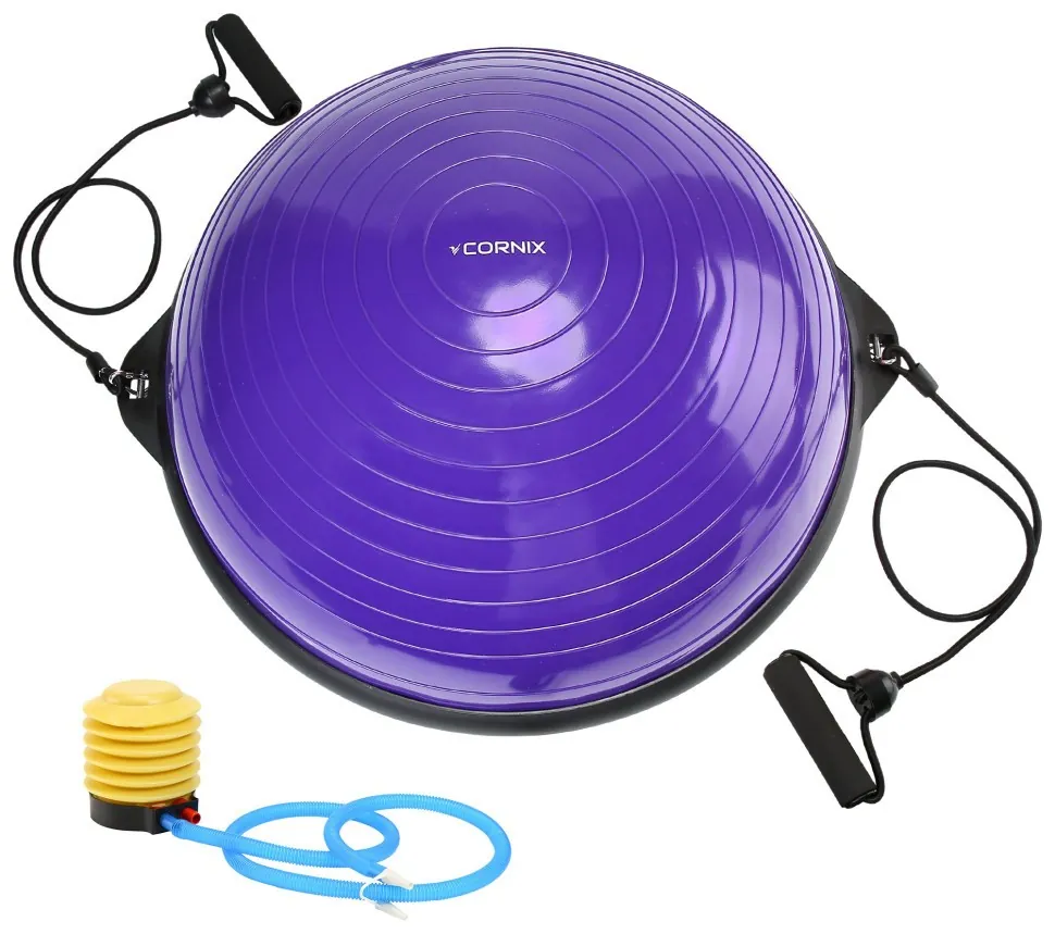 Балансувальна платформа (півсфера) Cornix Bosu Ball 58 см з еспандерами XR-0454 Violet (LFXR-0454)