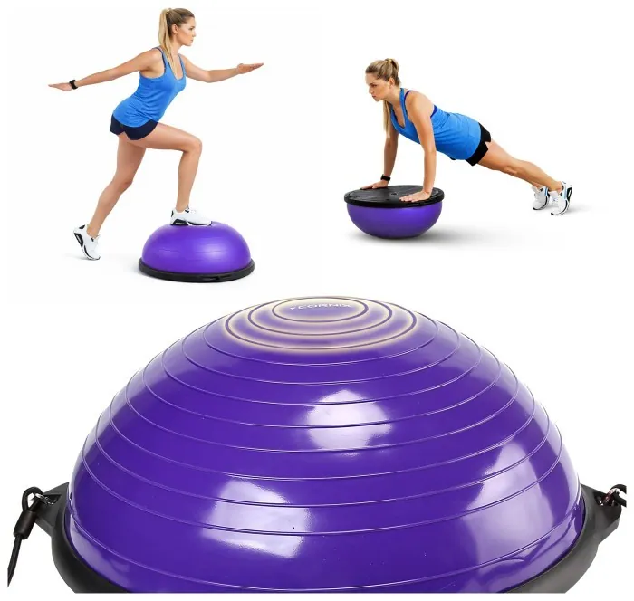 Балансировочная платформа (полусфера) Cornix Bosu Ball 58 см с эспандерами XR-0454 Violet