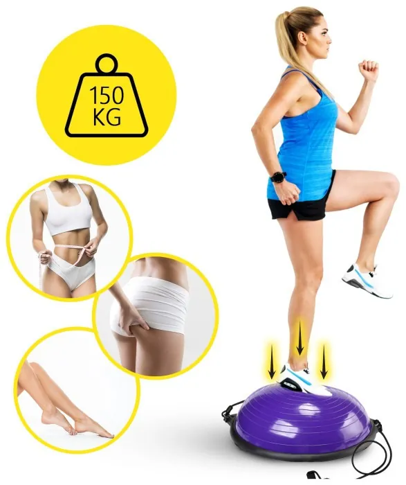 Балансировочная платформа (полусфера) Cornix Bosu Ball 58 см с эспандерами XR-0454 Violet