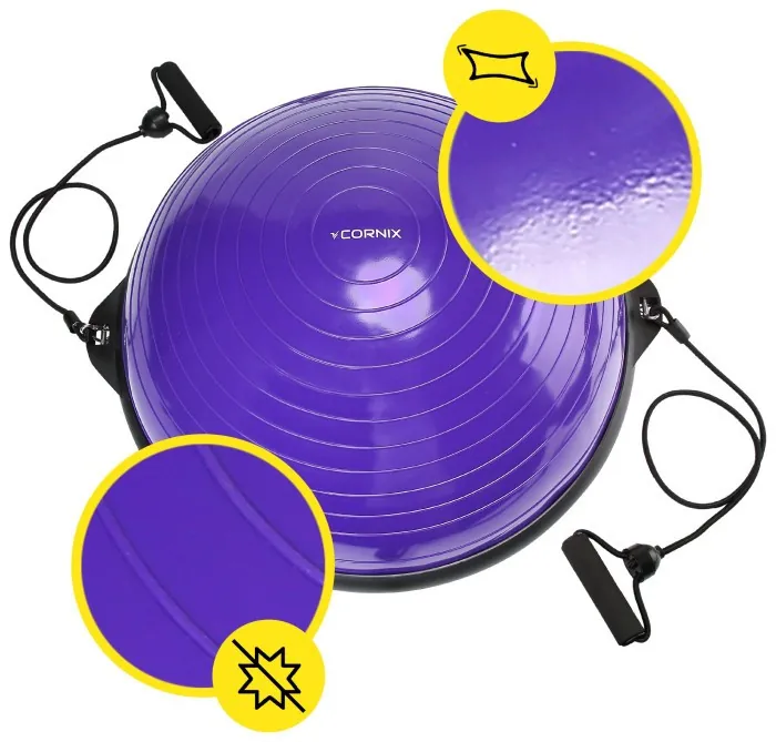 Балансировочная платформа (полусфера) Cornix Bosu Ball 58 см с эспандерами XR-0454 Violet
