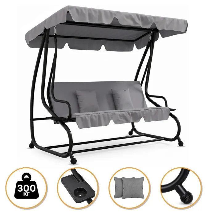 Велика гойдалка з подушками LEOBRO Luxury Grey (LB-1042)