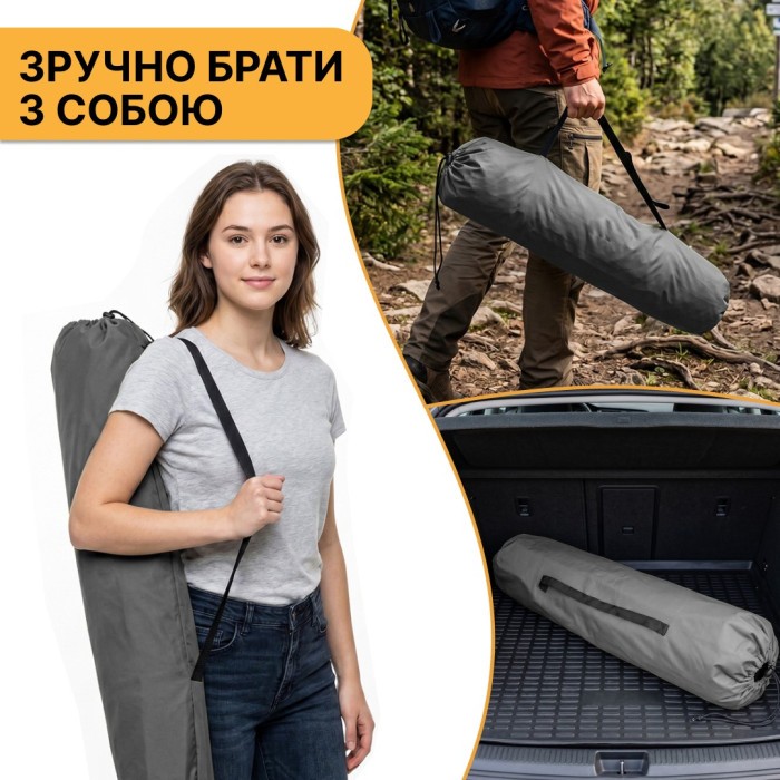 Армійська похідна розкладачка LEOBRO до 150 кг Сіра (LB-MC-B1-DGR)
