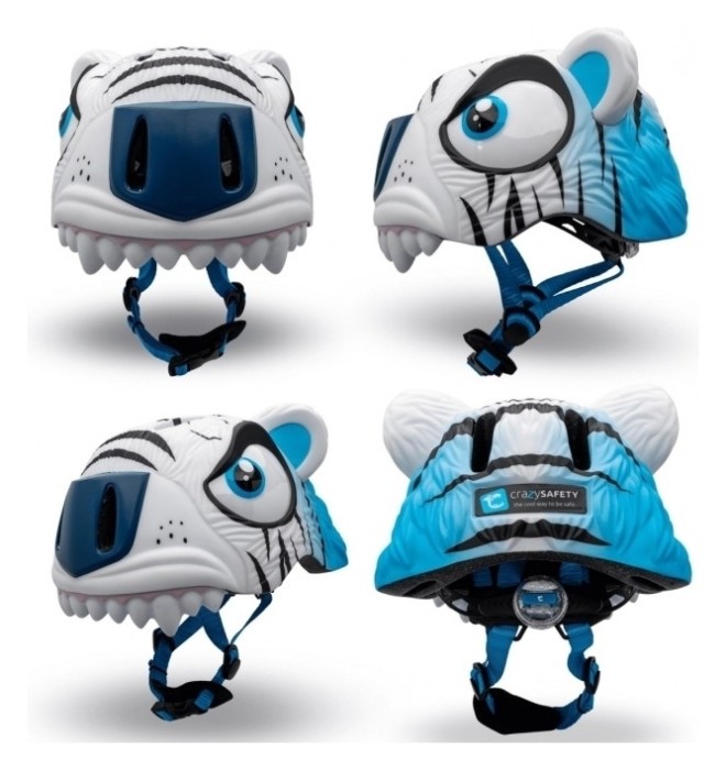 Шолом велосипедний  Crazy Safety Білий тигр