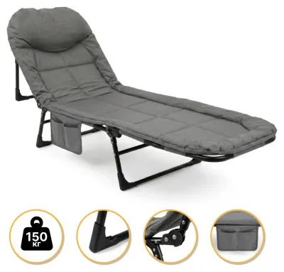 Раскладная кровать (раскладушка) со встроенным матрасом LEOBRO Grey (LB-FB-M1-GRY)