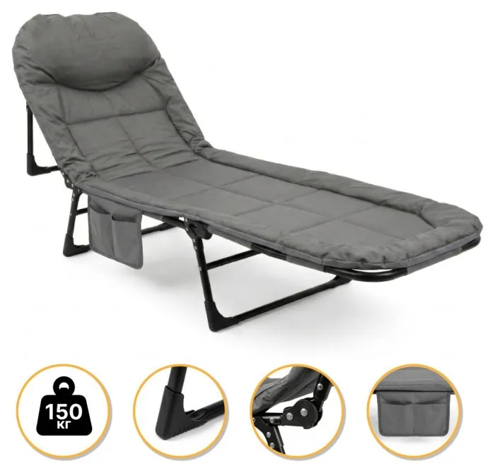 Раскладная кровать (раскладушка) со встроенным матрасом LEOBRO Grey (LB-FB-M1-GRY)