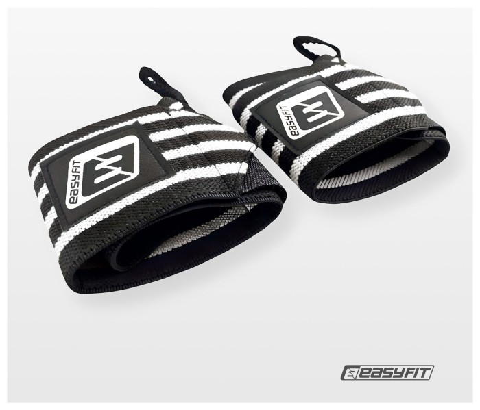 Кистьові бинти EasyFit 50х8 см фіксатор на зап'ястя (чорно-білі)