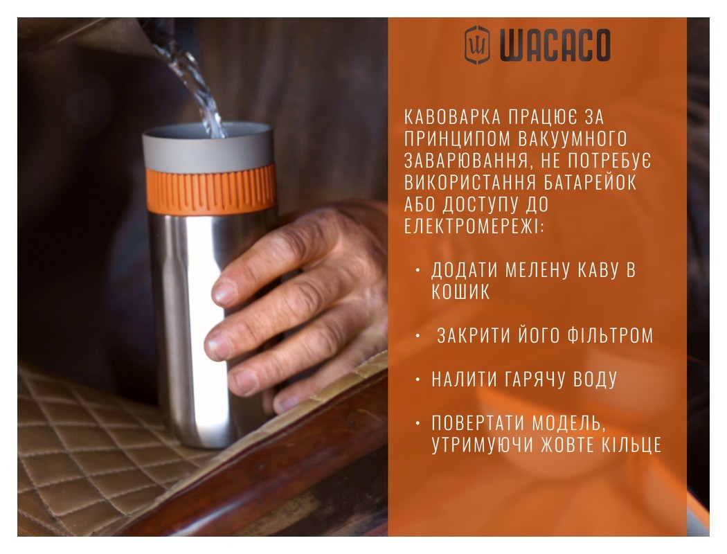Портативная кофеварка-термокружка Wacaco Pipamoka, механическая, для молотого кофе