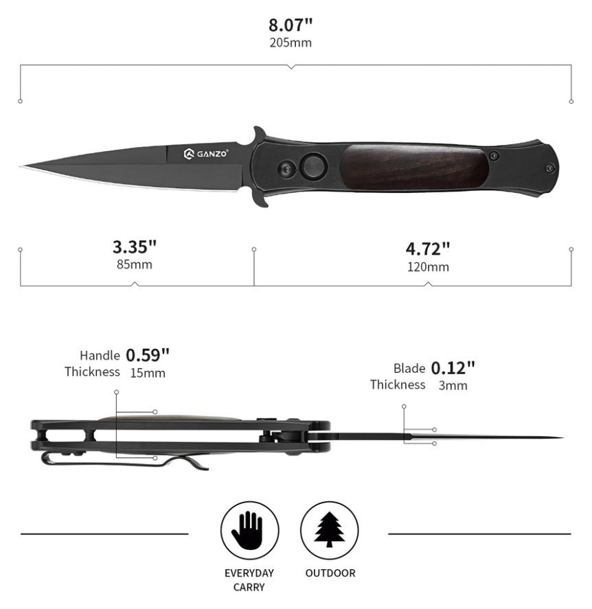 Нож складной Ganzo G707B черный