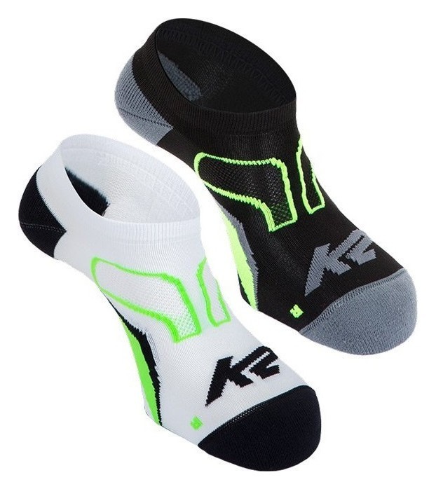 Носки для туризма K2 ACTIVE TECH LOW CUT SOCK 2 PAIRS 35-38 White/n.green+black/n.green (11766)
