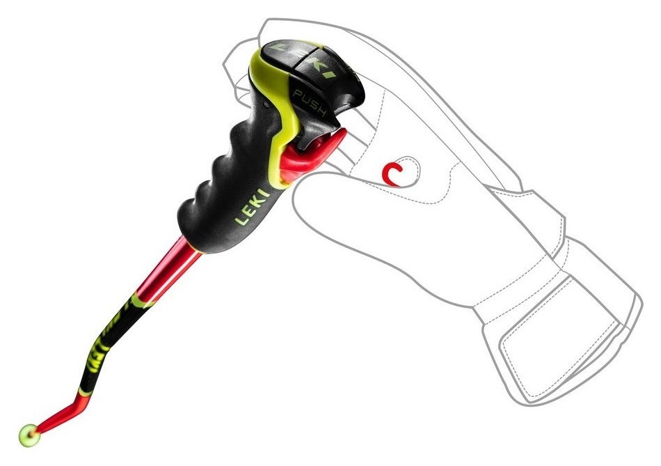 Палки для горных лыж для подростков Leki WCR LITE GS 3D 95см Fluorescent red/black/neon yellow (65065901-WRH)