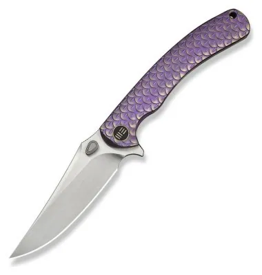 Нож складной туристический Weknife Dracarys, (9.1 см) Böhler M390 / титан 6AL4V фиолетовый/золотой