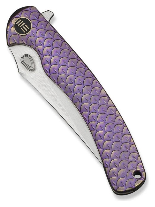 Нож складной туристический Weknife Dracarys, (9.1 см) Böhler M390 / титан 6AL4V фиолетовый/золотой