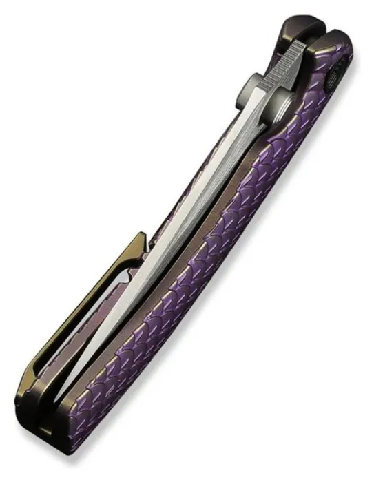 Нож складной туристический Weknife Dracarys, (9.1 см) Böhler M390 / титан 6AL4V фиолетовый/золотой