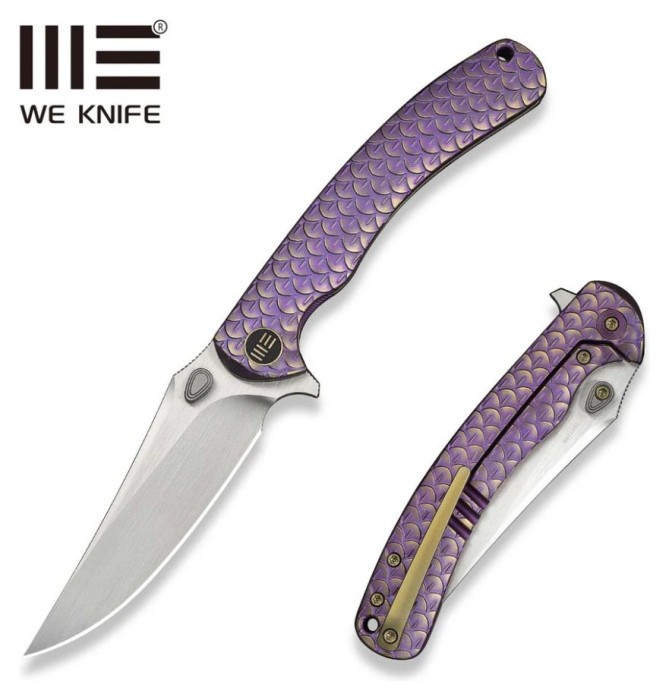 Нож складной туристический Weknife Dracarys, (9.1 см) Böhler M390 / титан 6AL4V фиолетовый/золотой