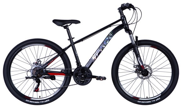 Велосипед ST 26" SPACE NEPTUNE DD FR рама-15" чорно-червоний 2024, укр